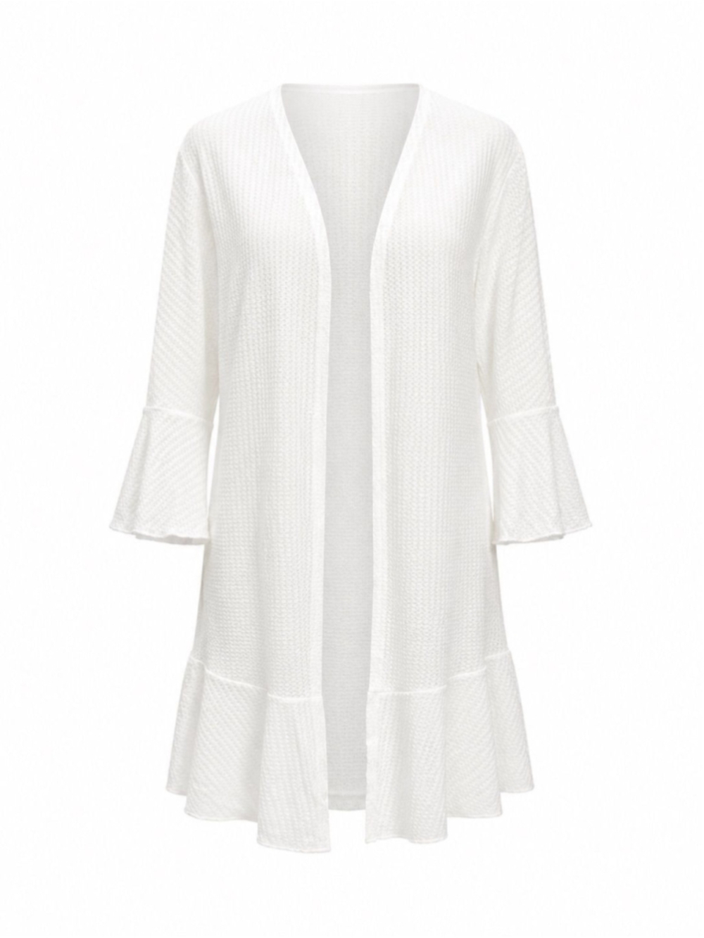 Cupshe Crisp Weave White Cover-Up Kimono Large - Picture 4 of 6